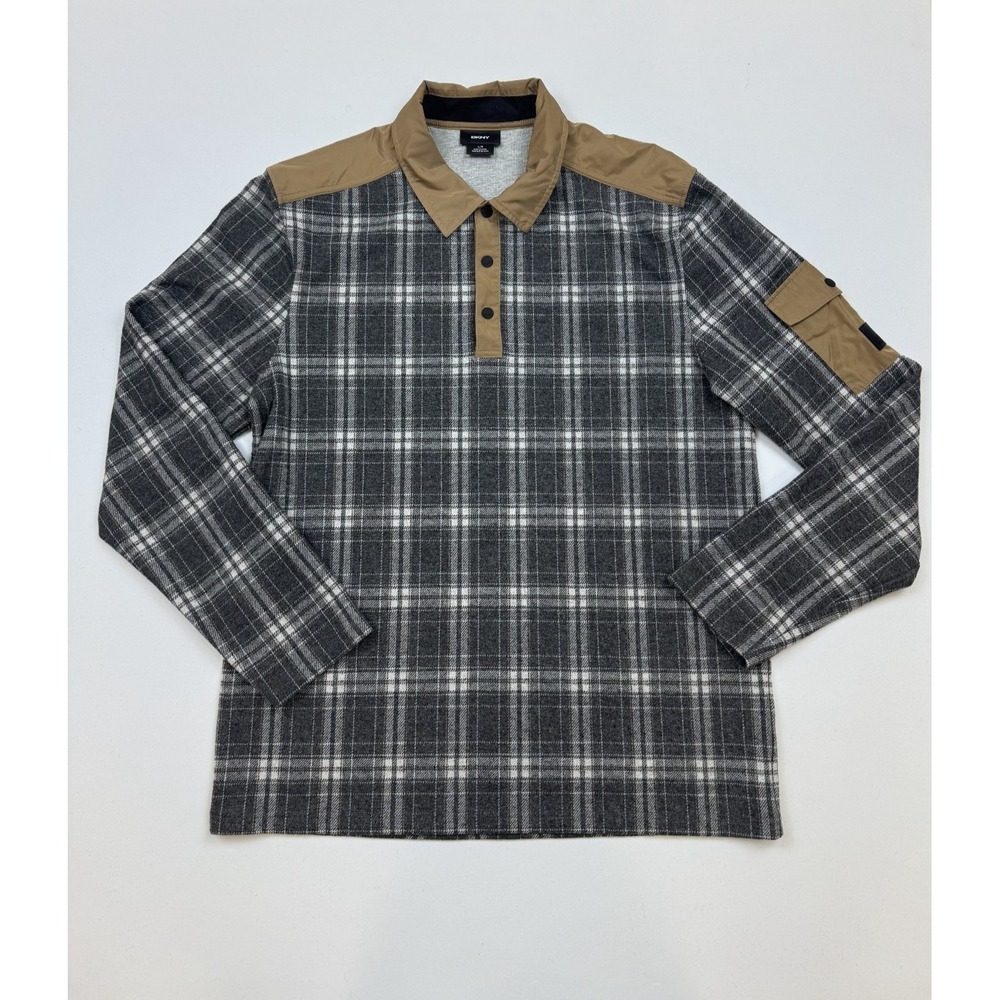 DKNY Shirt L/G‎ Mens Can-Am Plaid Flannel Shirt in Grey & Tan